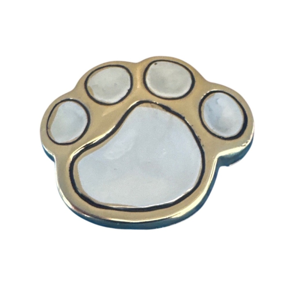 Best Brooch Pendant Two Tone Gold Silver Paw Print Vintage Animal Jewelry Pin